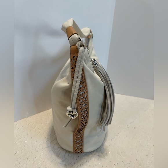 Brighton ‘Collins’ Cream White Leather Bohemian Bucket Shoulder Bag NWT - Picture 12 of 16